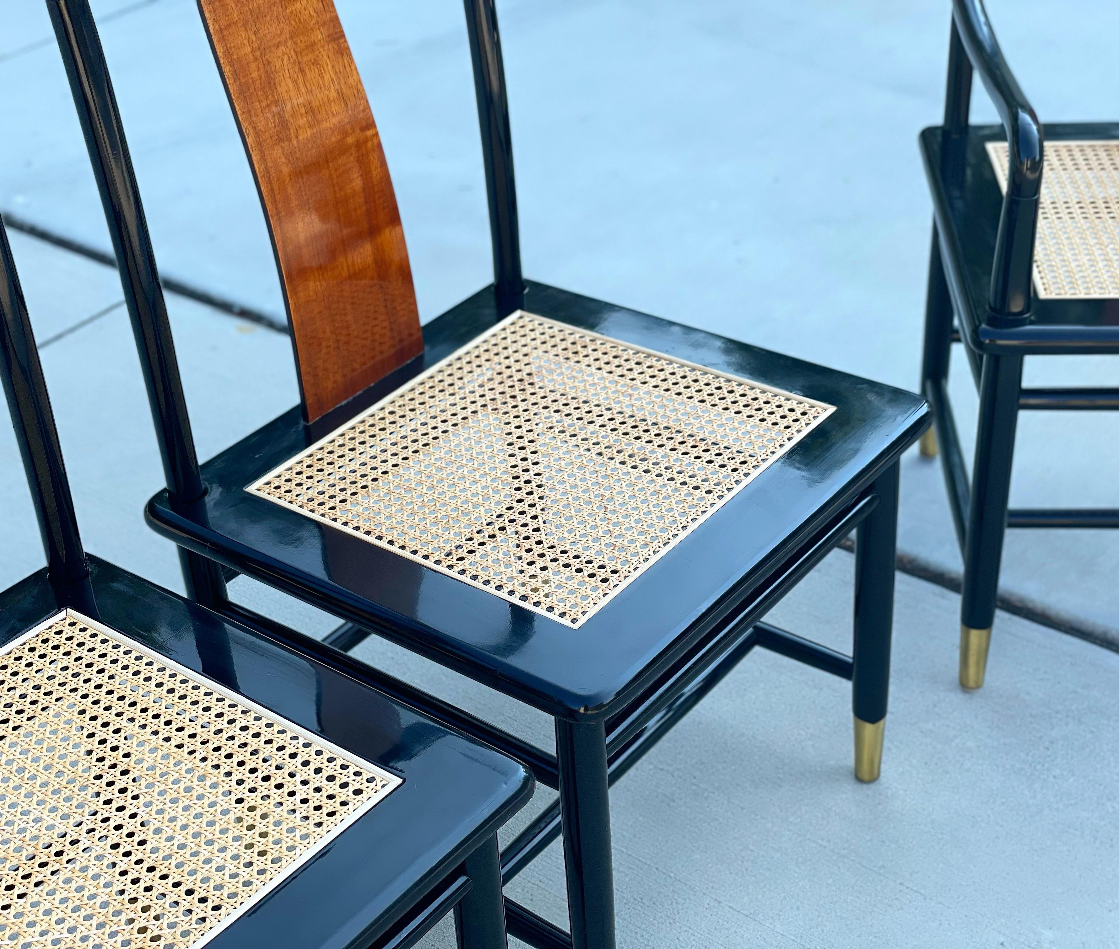 North American Mid Centry Henredon Elan Koa Wood Asian Chinoiserie Dining Chairs, Set of Six