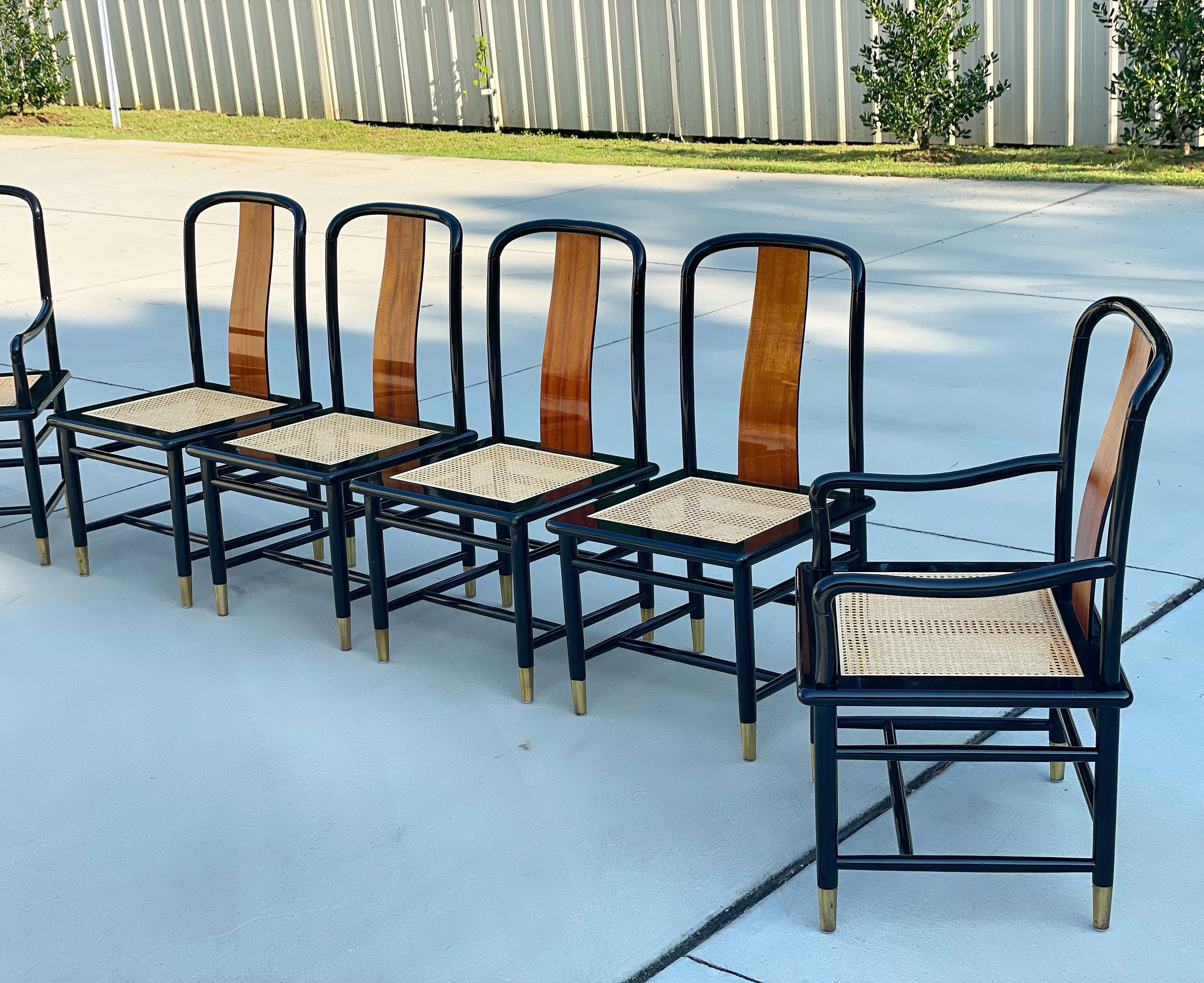 Mid Centry Henredon Elan Koa Wood Asian Chinoiserie Dining Chairs, Set of Six In Good Condition In Framingham, MA