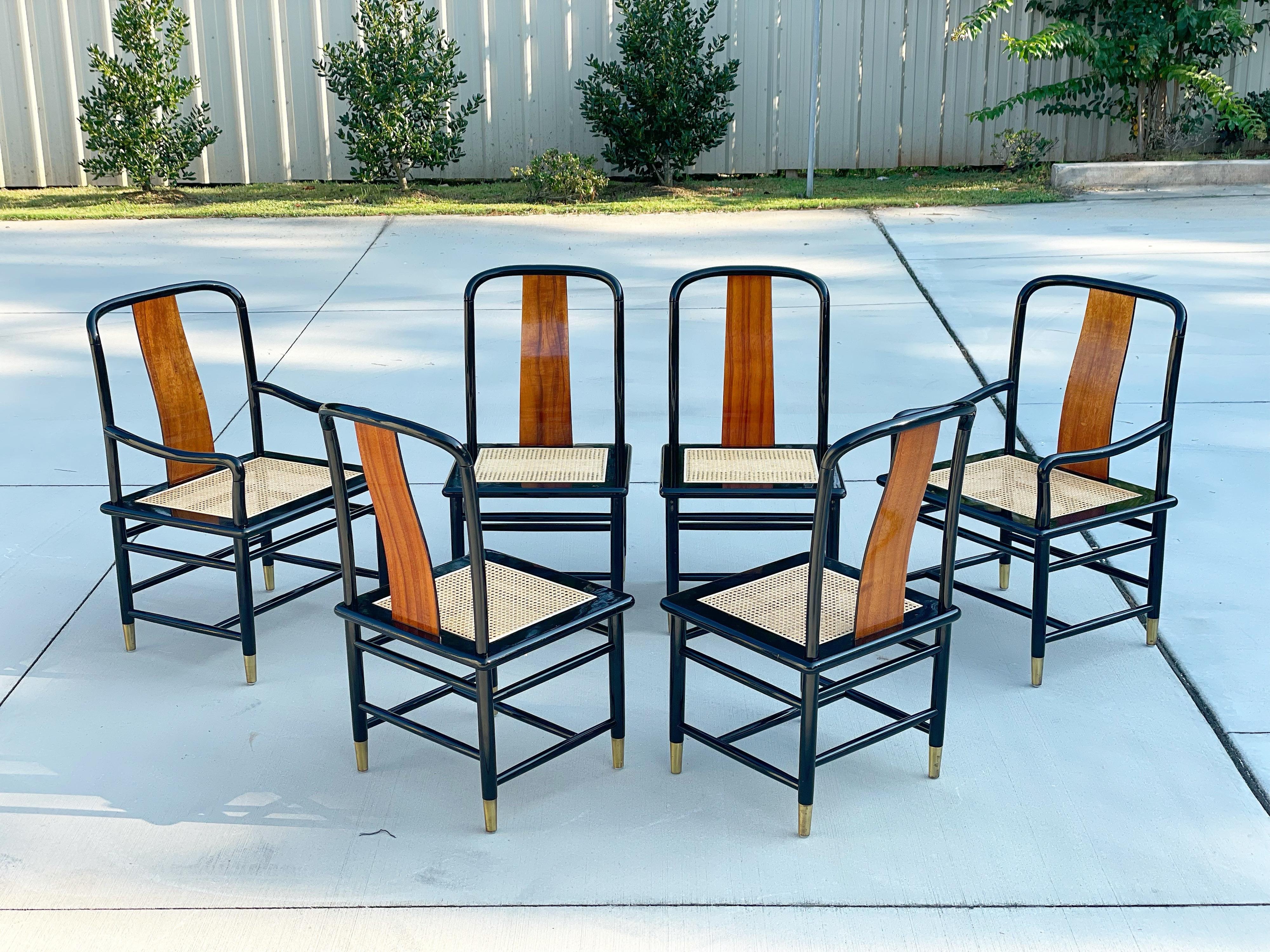 Late 20th Century Mid Centry Henredon Elan Koa Wood Asian Chinoiserie Dining Chairs, Set of Six