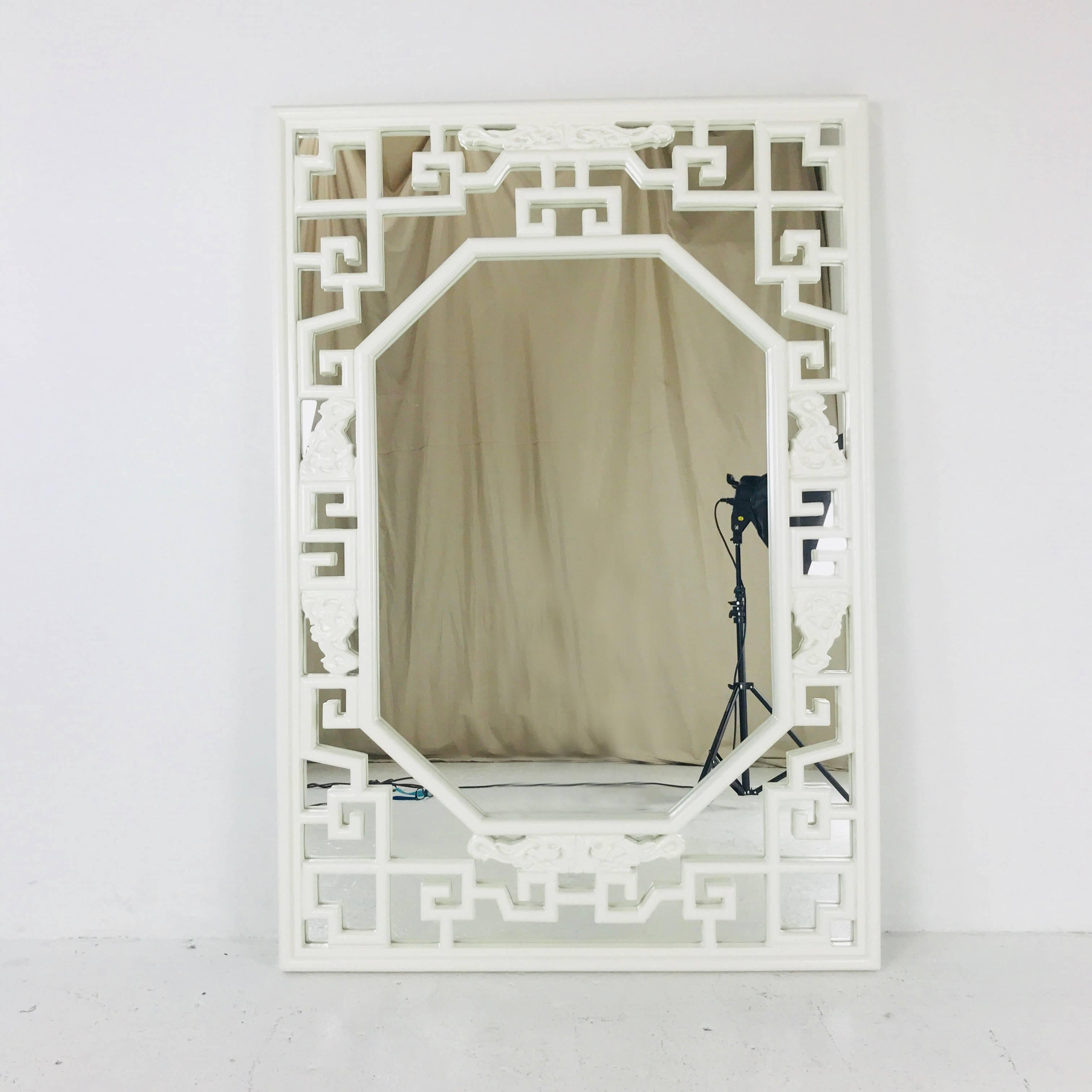 20th Century Midcentury Lacquered Asian Wall Mirror