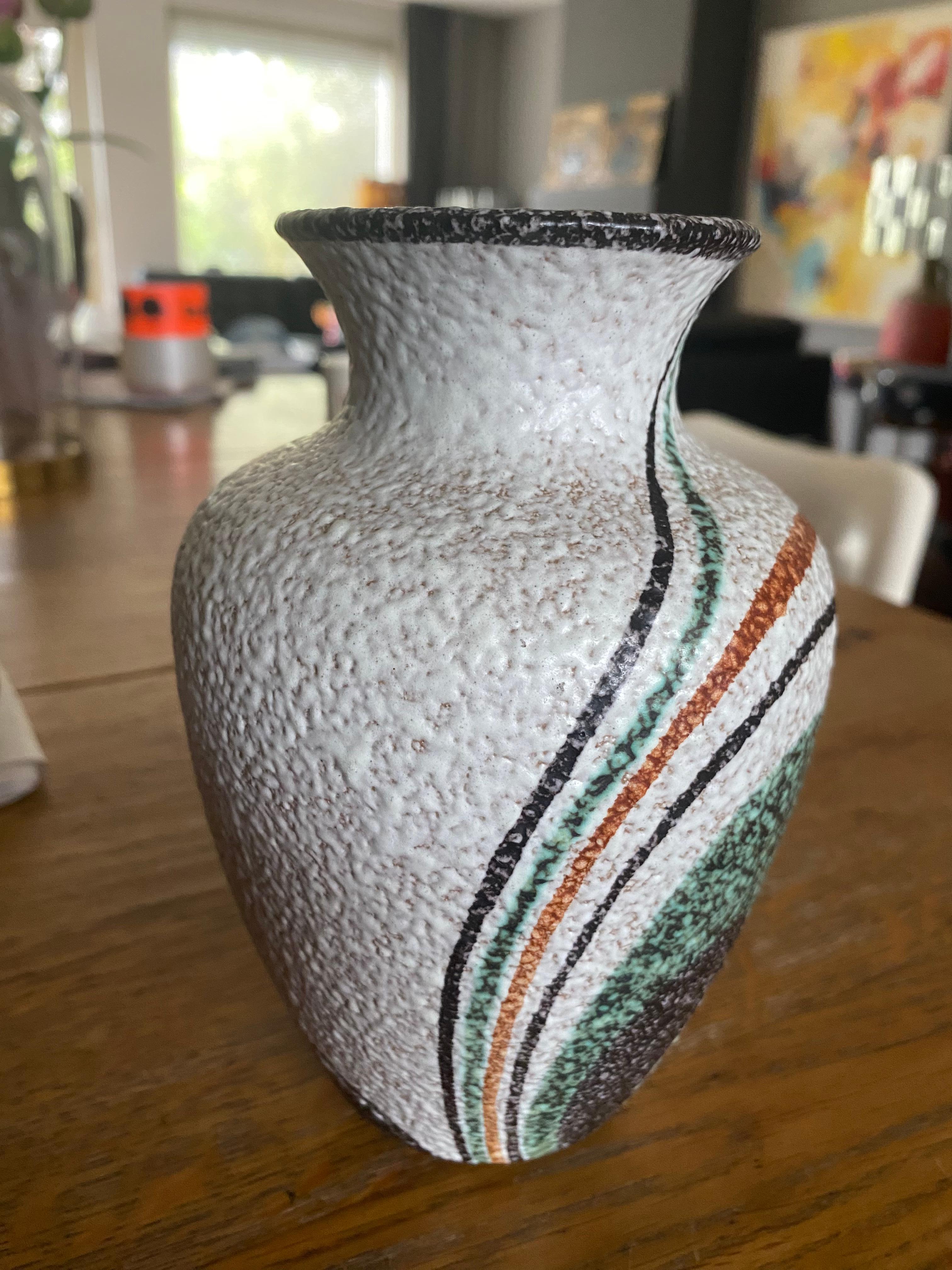 Hand-Painted Mid-Century Modern Vase by Ruscha Germany For Sale