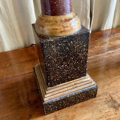 Mid Centuery Neoclassical Metal and Faux Phorphyry Table Lamp Jansen Style