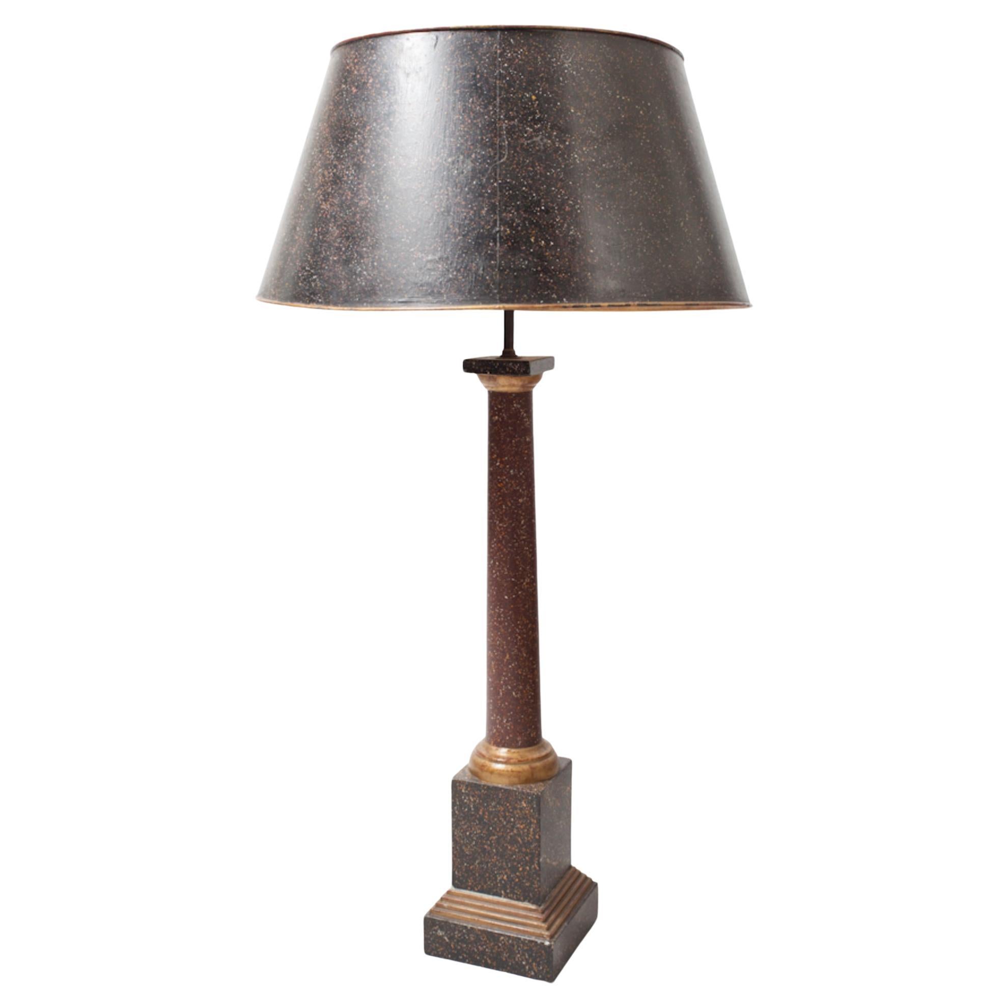 Mid Centuery Neoclassical Metal and Faux Phorphyry Table Lamp Jansen Style