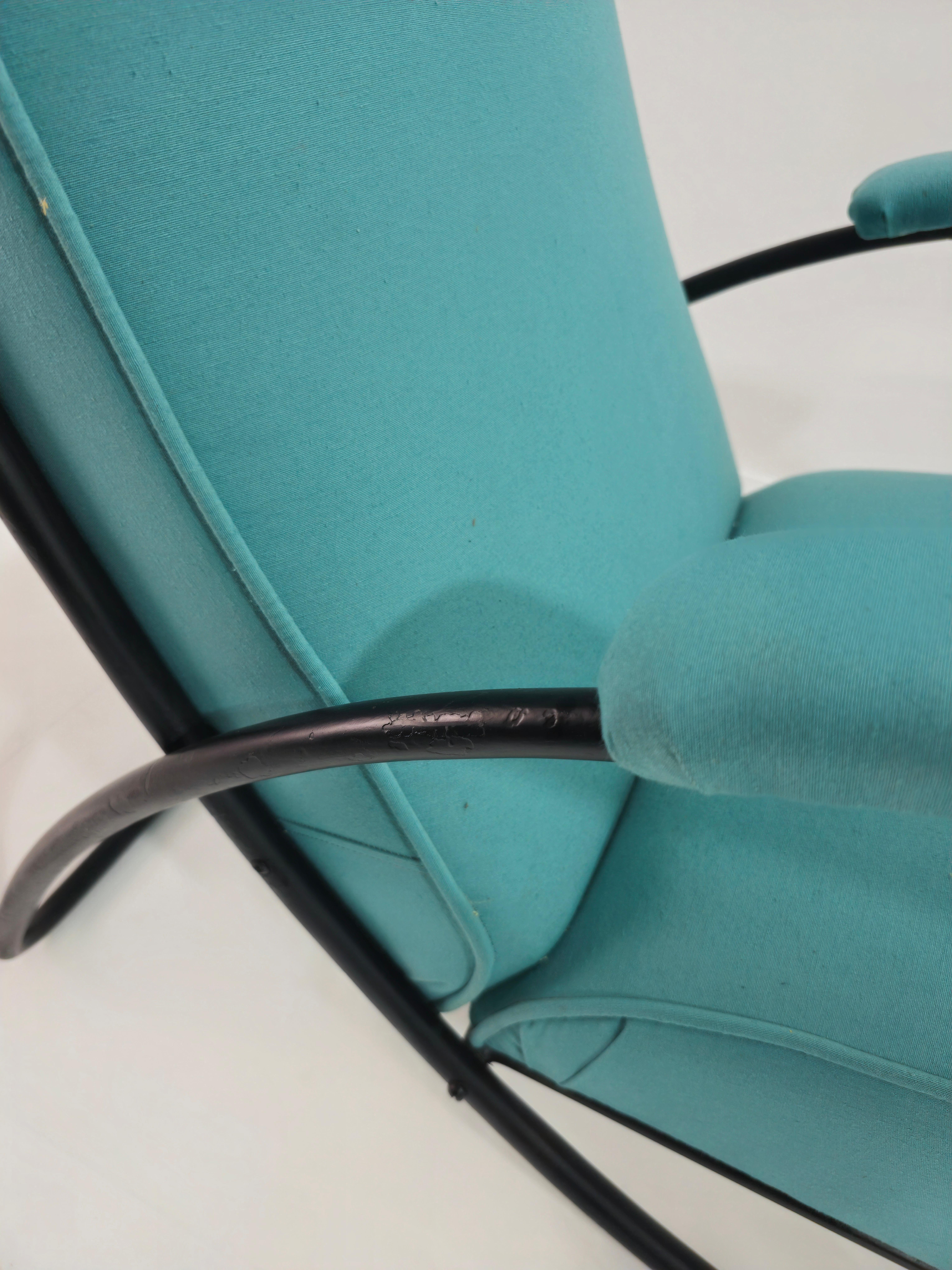 Mid-Centuri Modern Two armchairs in painted metal and fabric Design Italy 1960s In Good Condition For Sale In Palermo, IT
