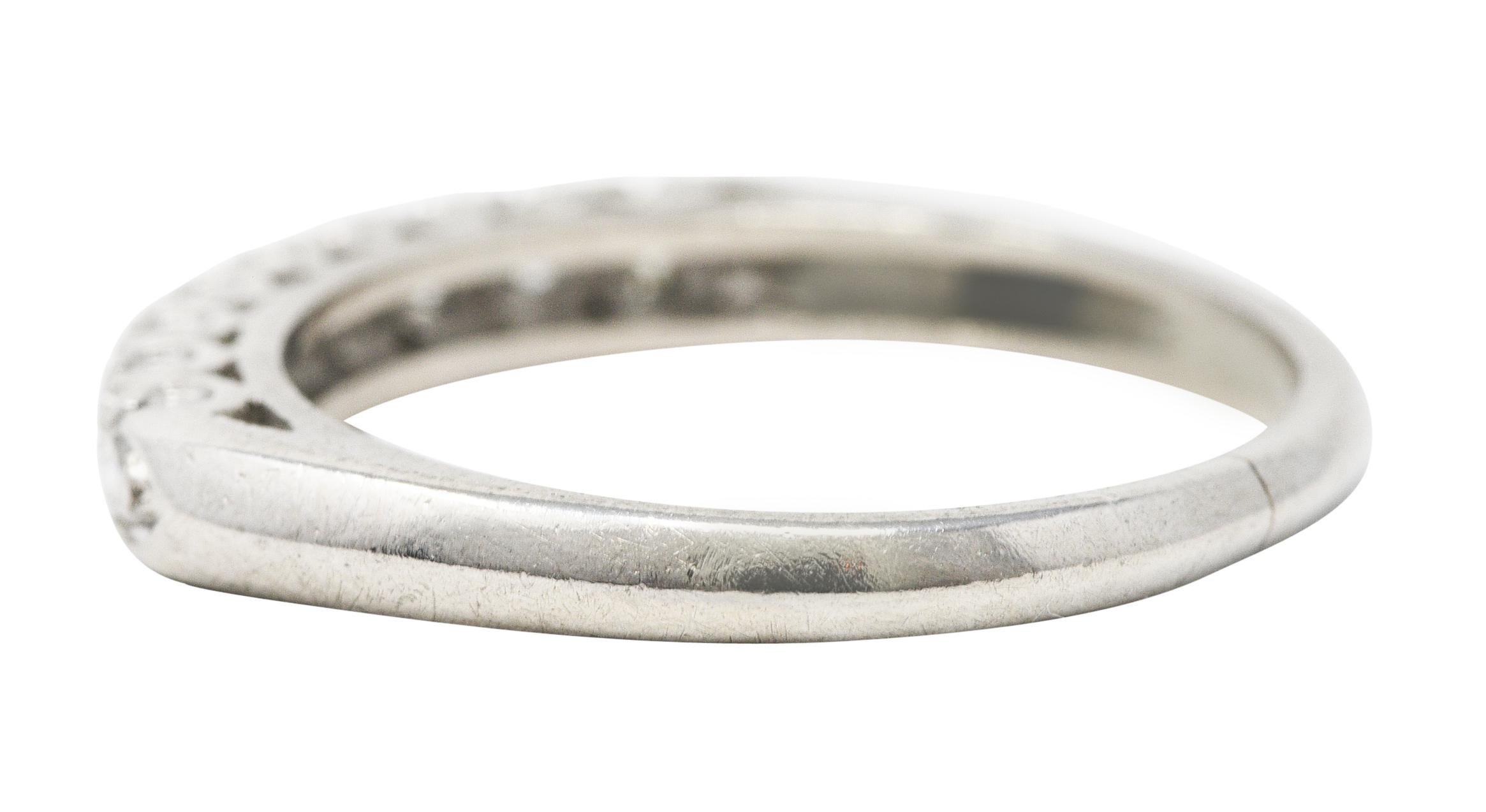 Single Cut Mid-Century 0.25 Carat Diamond Platinum Fishtail Band Ring