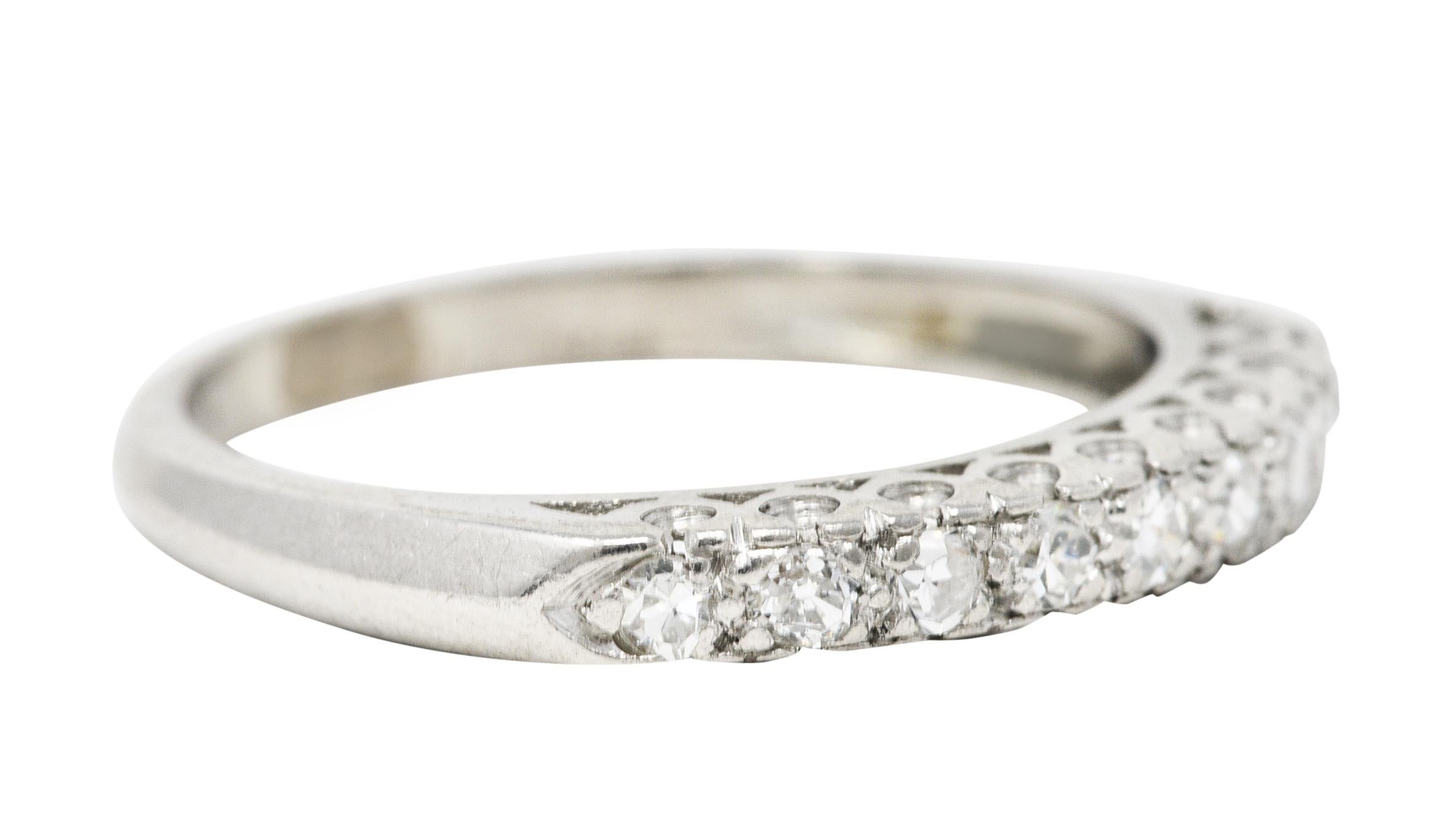 Mid-Century 0.25 Carat Diamond Platinum Fishtail Band Ring 1
