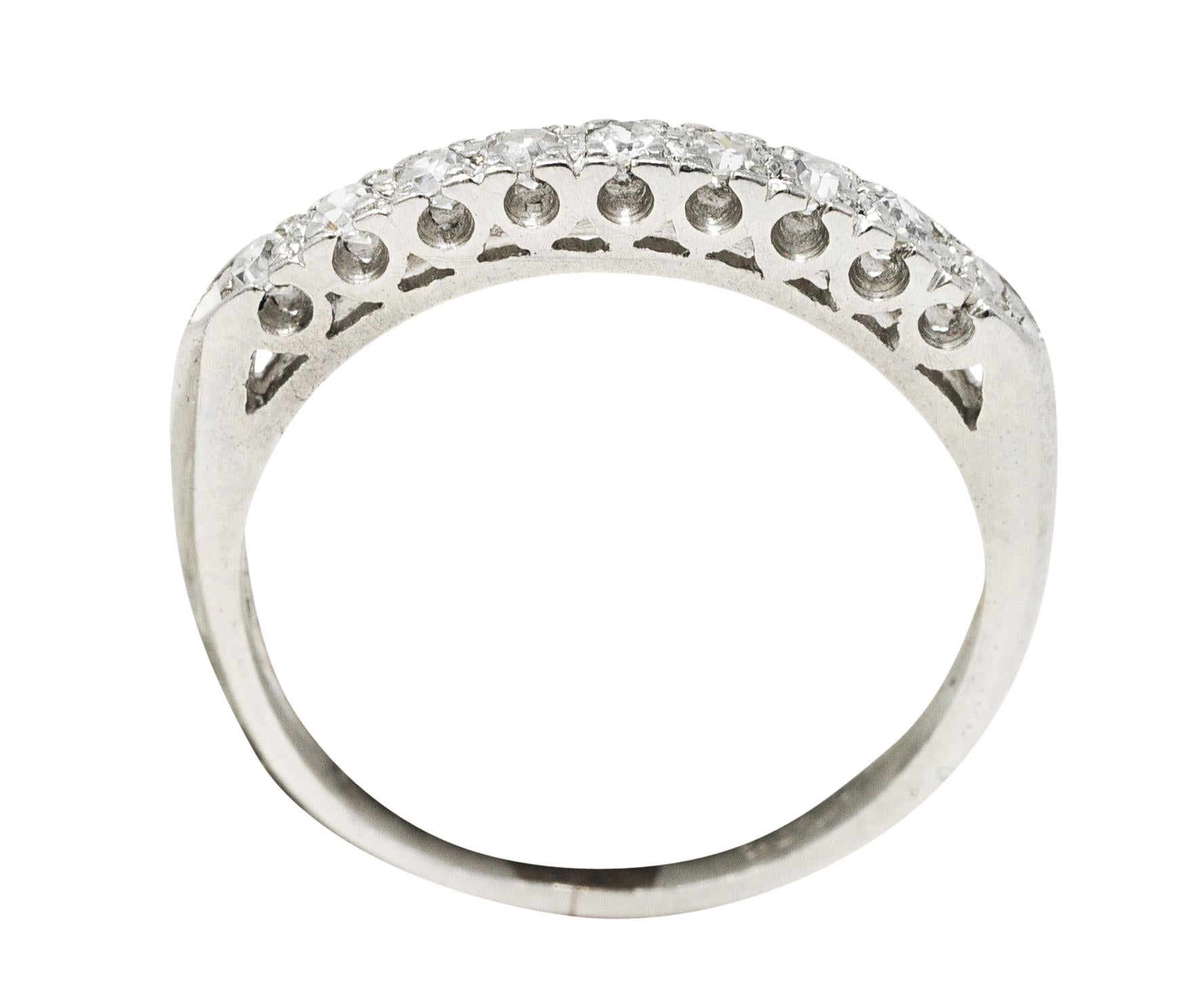 Mid-Century 0.25 Carat Diamond Platinum Fishtail Band Ring 2