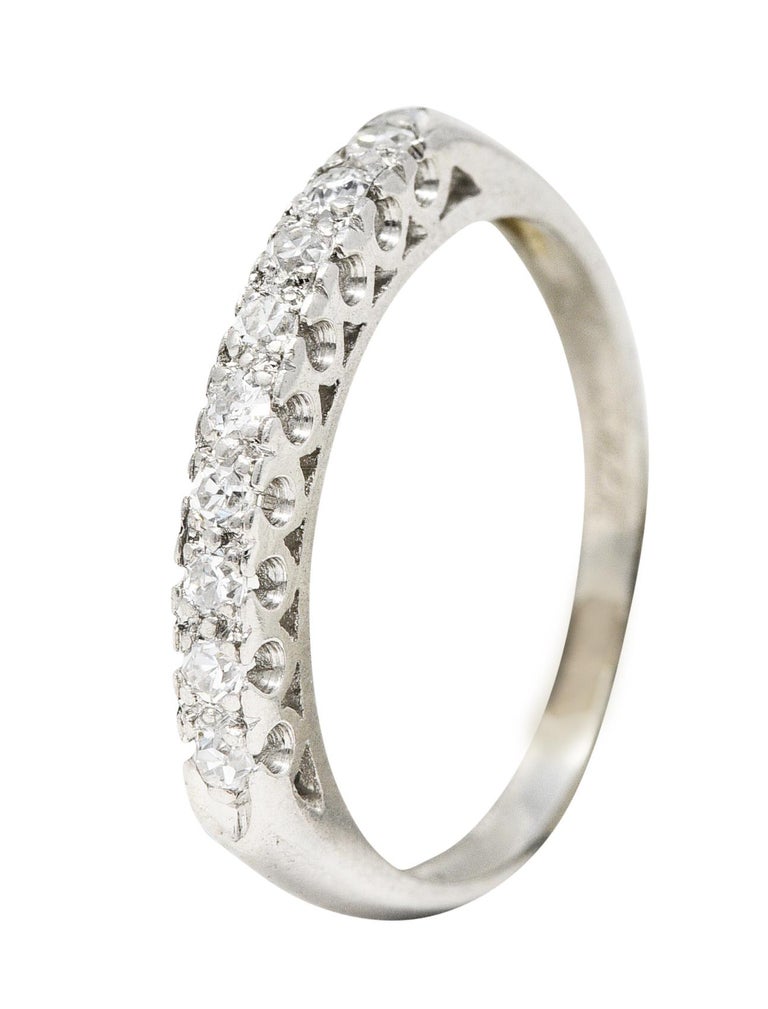 Mid-Century 0.25 Carat Diamond Platinum Fishtail Band Ring For Sale at ...