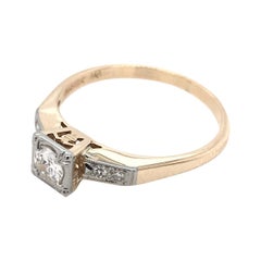 Mid Century 0.30 Carat Two Toned Diamond Solitaire Ring
