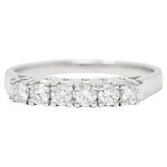 Mid-Century 0.30 CTW Diamond 18 Karat White Gold Six Stone Vintage Band Ring