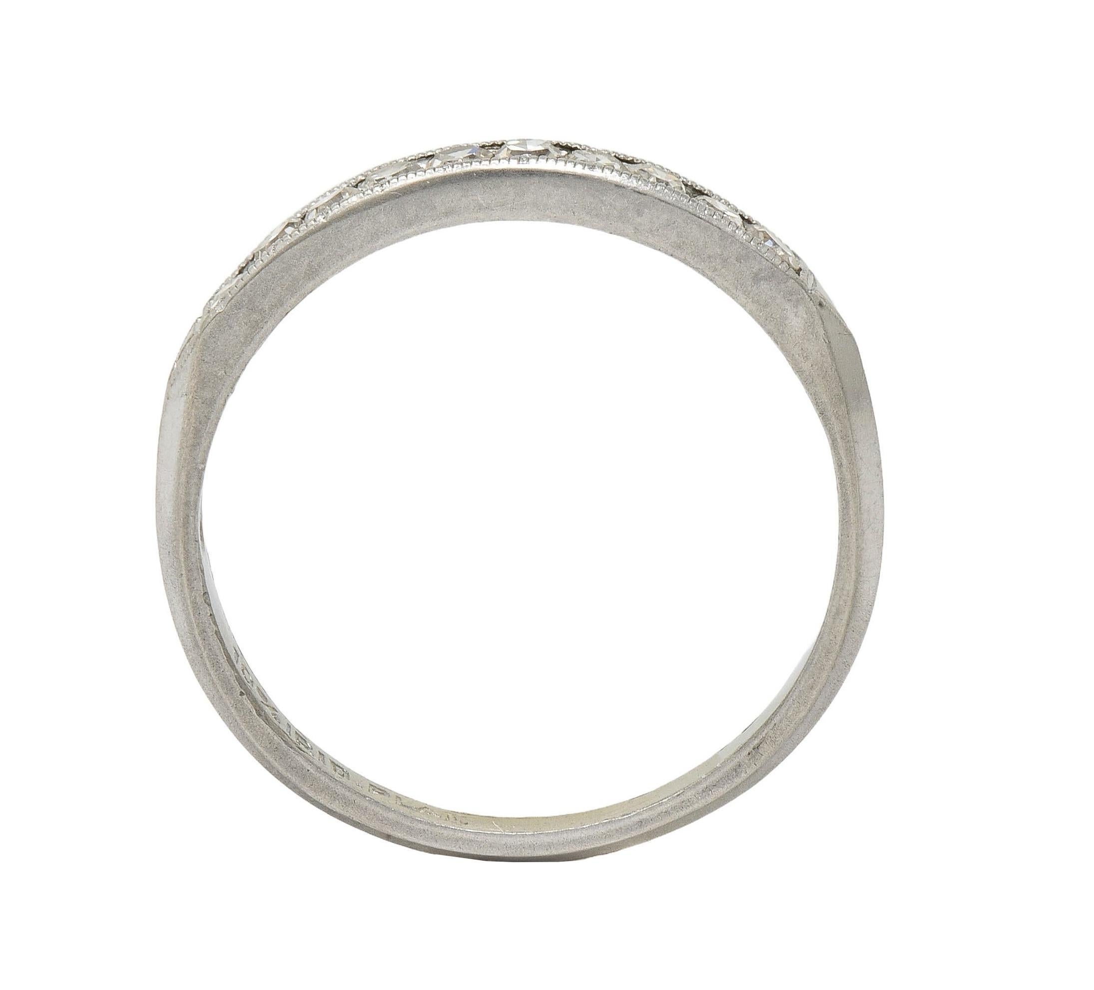 Mid-Century 0.30 CTW Diamond Platinum Vintage Knife Edge Channel Band Ring 5