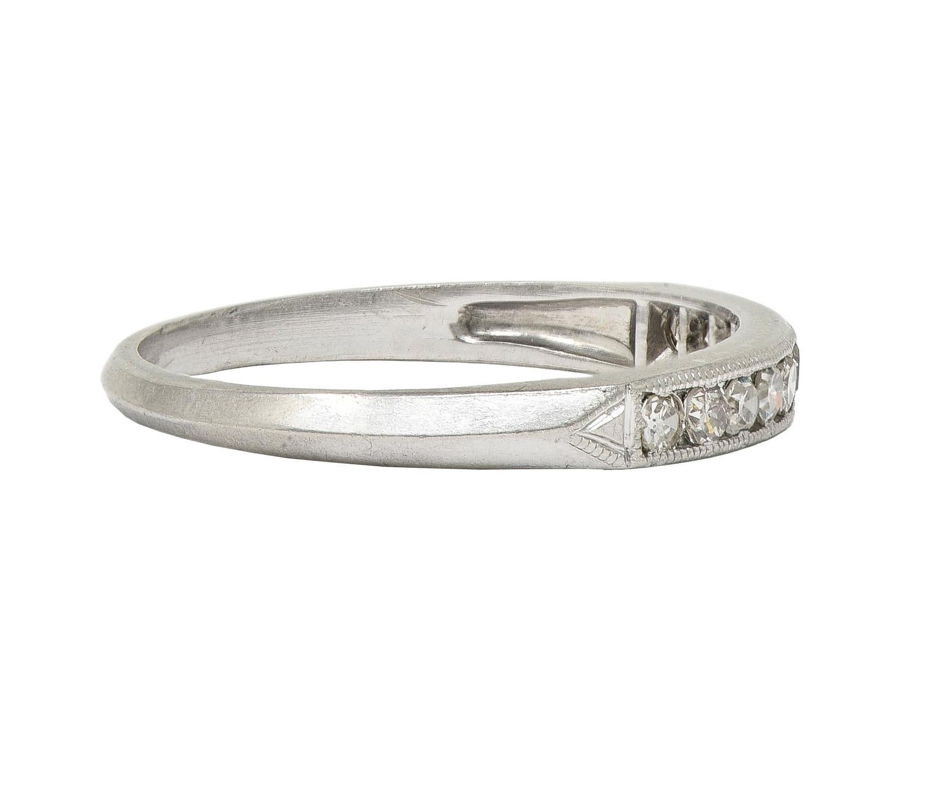Mid-Century 0.30 CTW Diamond Platinum Vintage Knife Edge Channel Band Ring In Excellent Condition In Philadelphia, PA