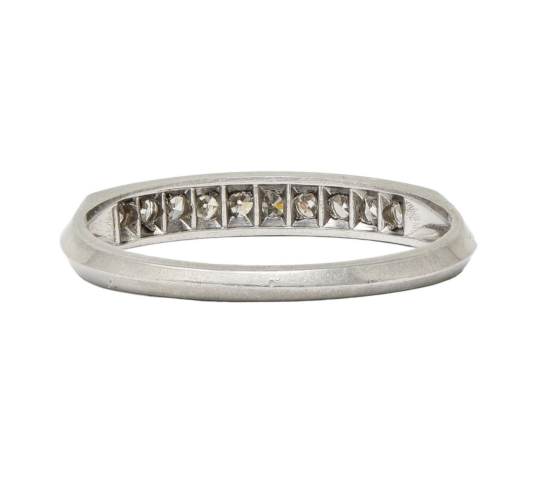 Women's or Men's Mid-Century 0.30 CTW Diamond Platinum Vintage Knife Edge Channel Band Ring