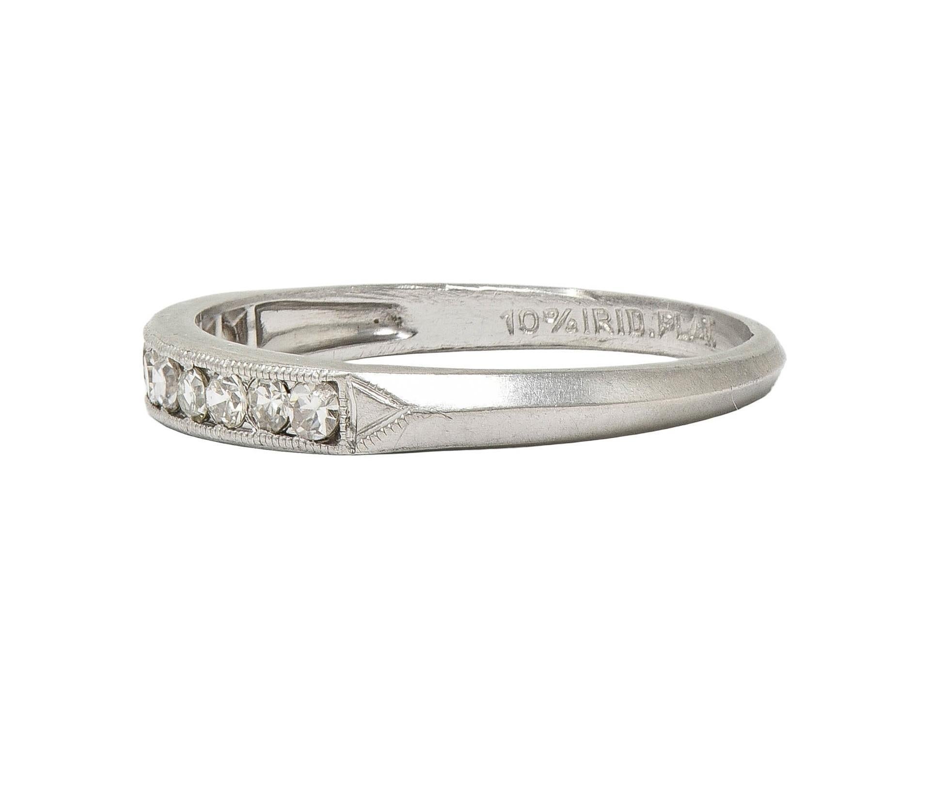 Mid-Century 0.30 CTW Diamond Platinum Vintage Knife Edge Channel Band Ring 1