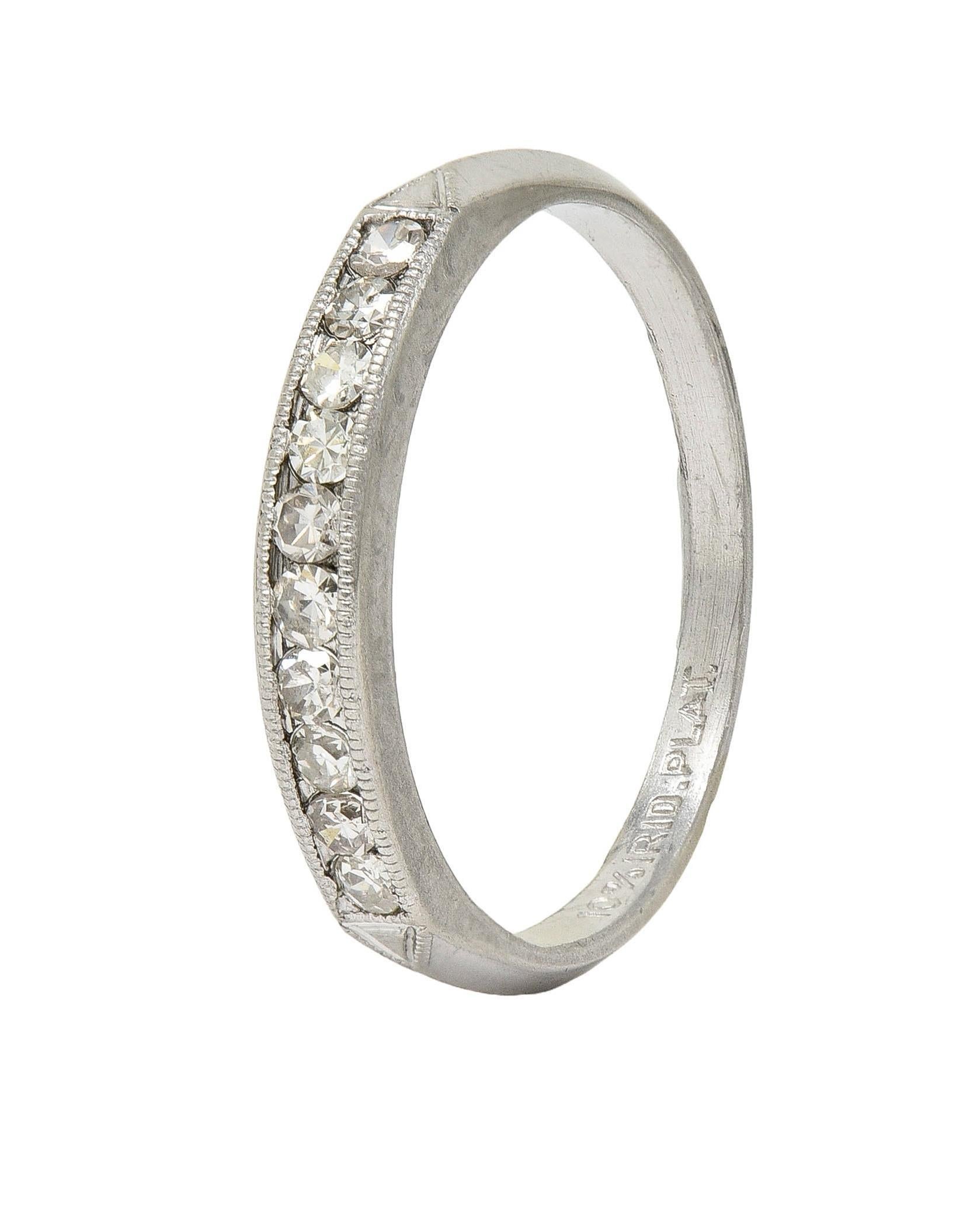 Mid-Century 0.30 CTW Diamond Platinum Vintage Knife Edge Channel Band Ring 4
