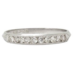 Mid-Century 0.30 CTW Diamond Platinum Vintage Knife Edge Channel Band Ring