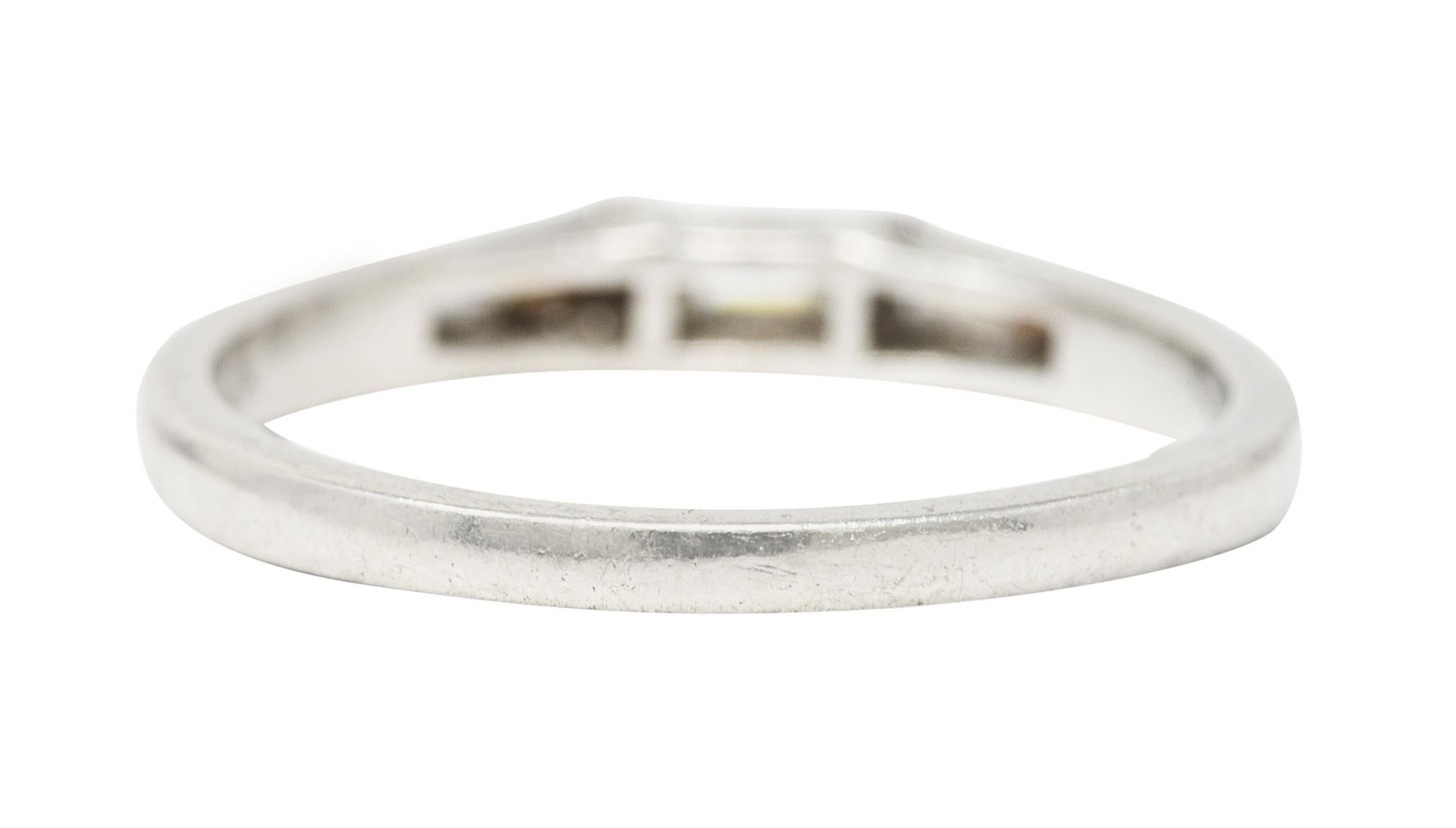 Mid-Century 0.31 Carat Baguette Diamond Platinum Three Stone Wedding Band Ring In Excellent Condition In Philadelphia, PA