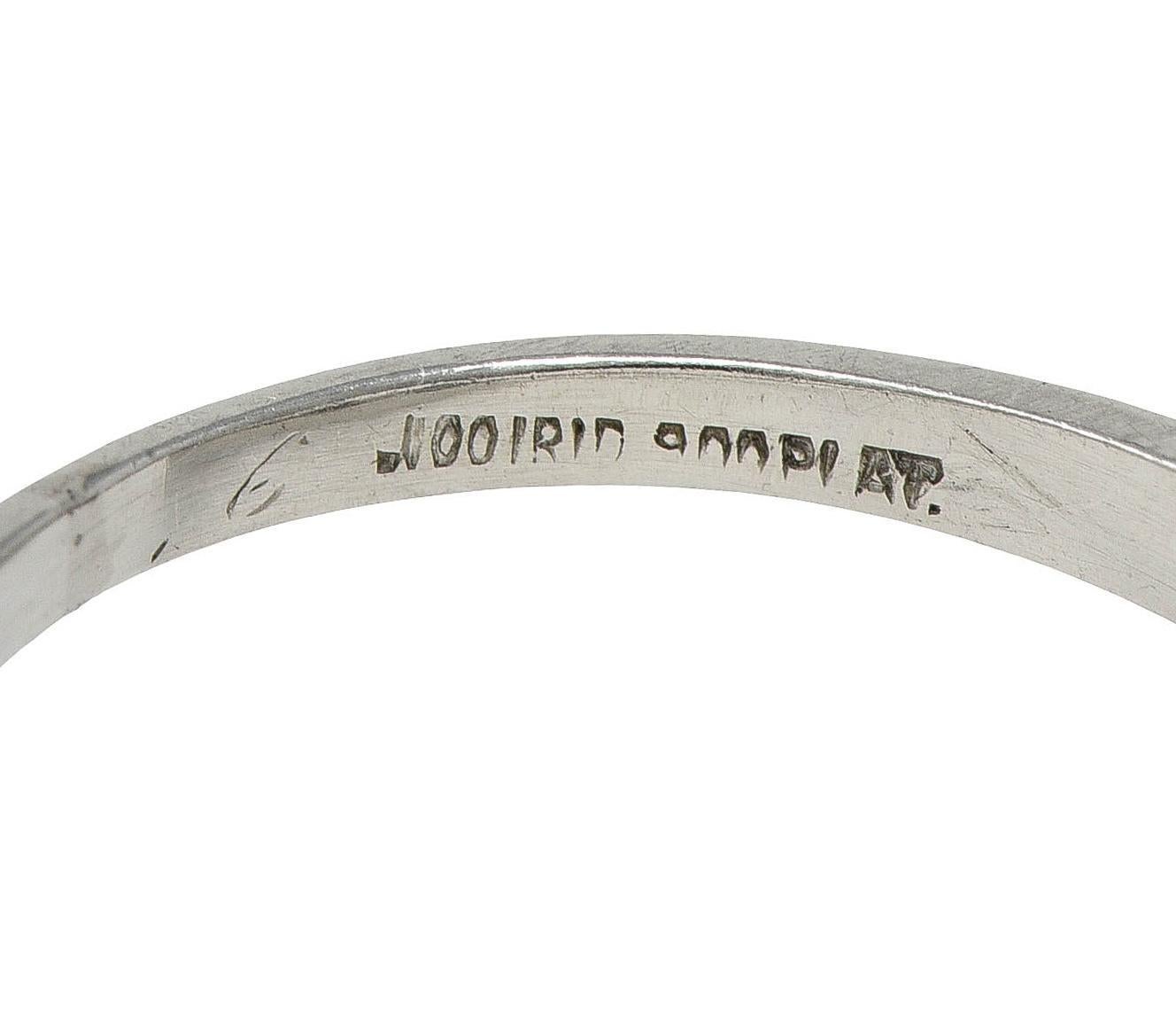 Women's or Men's Mid-Century 0.32 CTW Diamond Platinum Heart Three Stone Vintage Band Ring For Sale