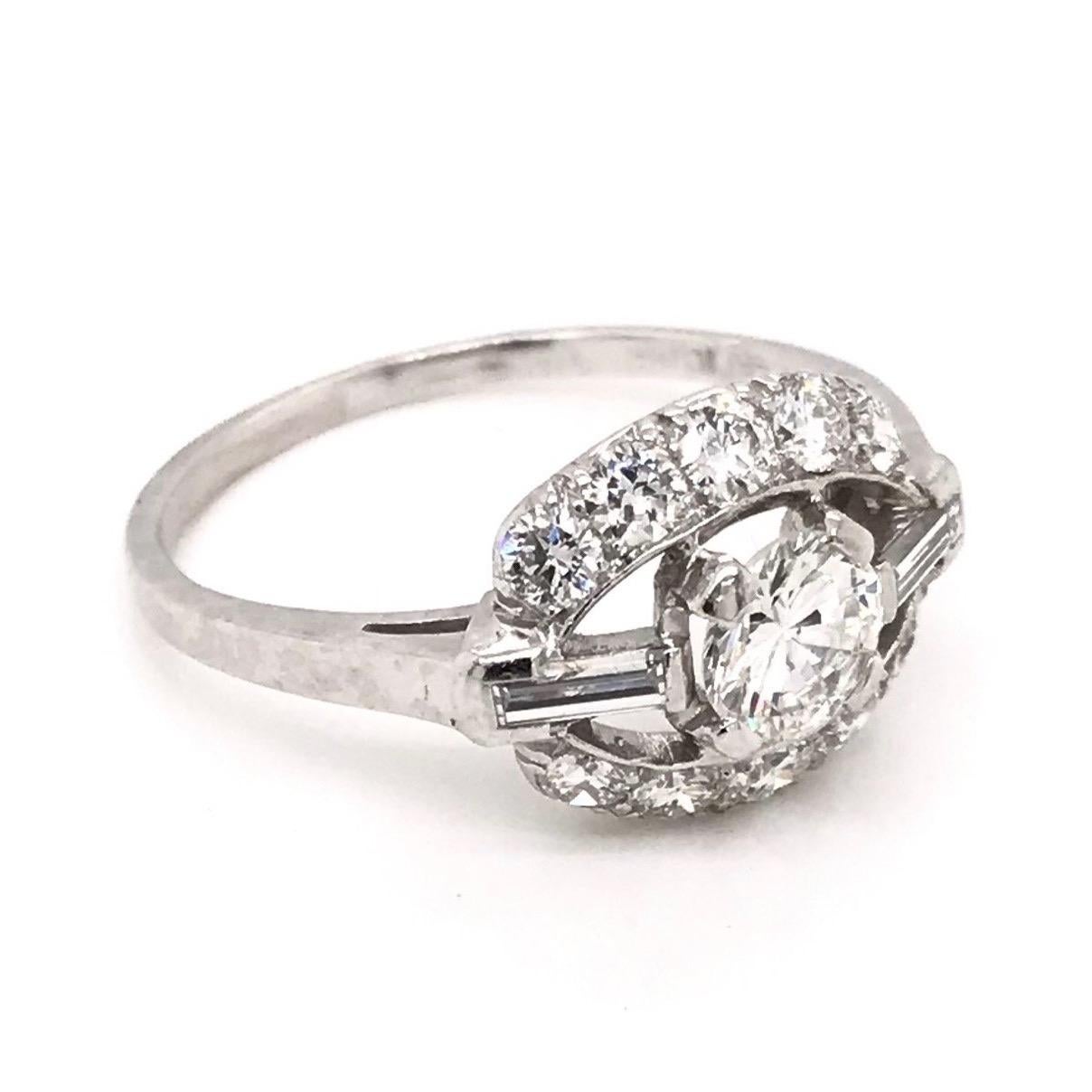 Retro Midcentury 0.40 Carat Platinum Diamond Ring