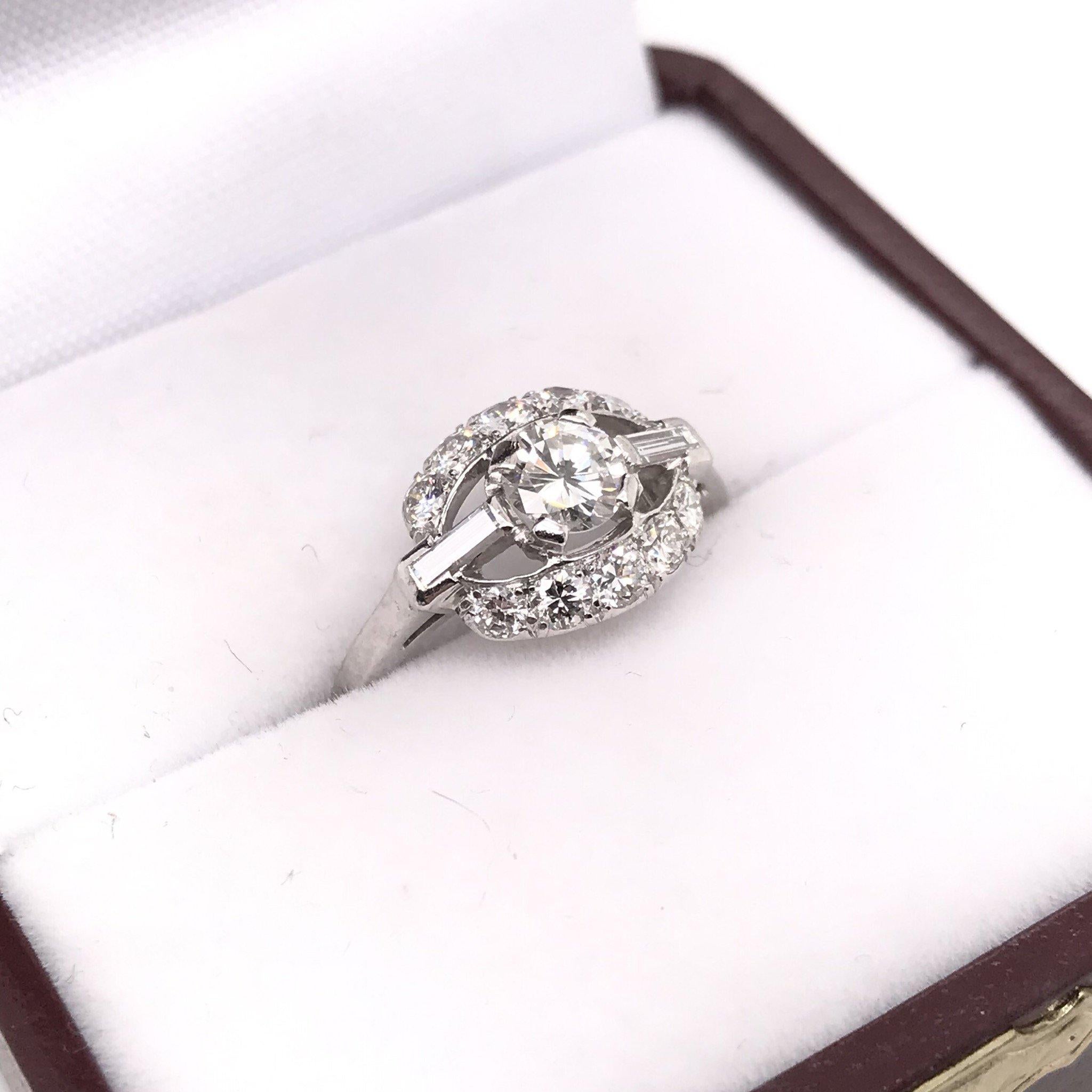 Midcentury 0.40 Carat Platinum Diamond Ring In Good Condition In Montgomery, AL