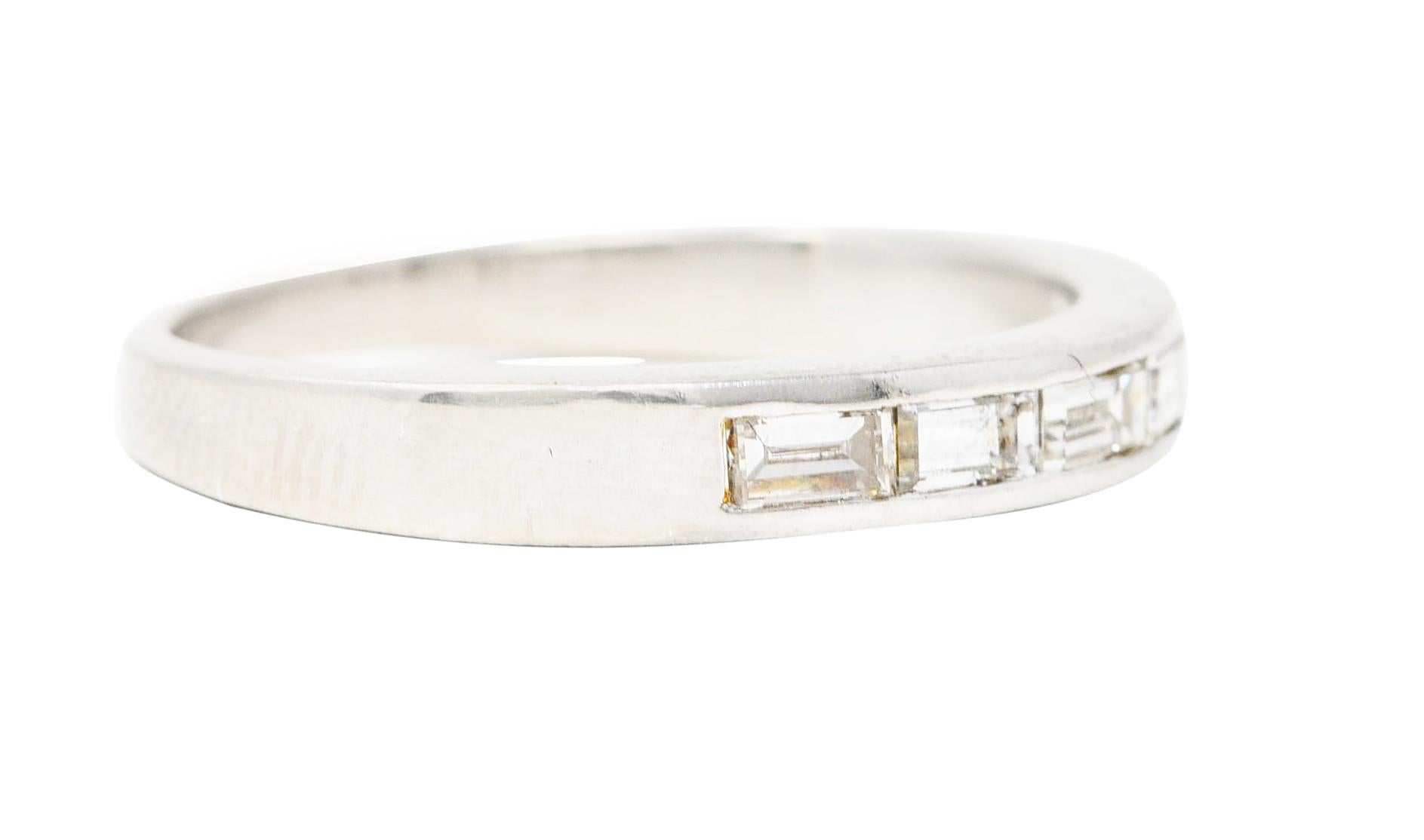 Retro Mid-Century 0.42 Carat Diamond Platinum Vintage Wedding Band Ring For Sale