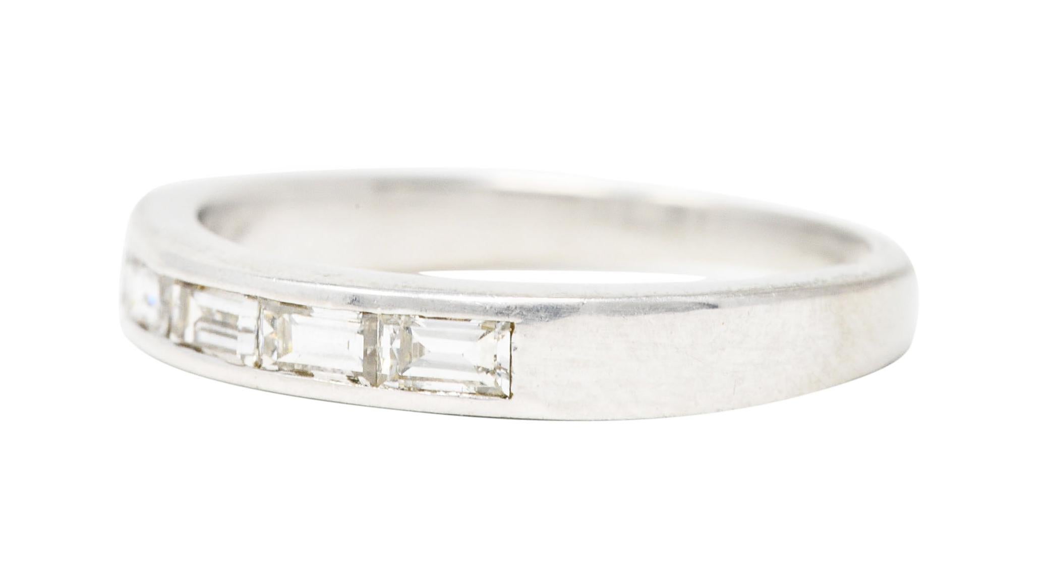 Women's or Men's Mid-Century 0.42 Carat Diamond Platinum Vintage Wedding Band Ring For Sale