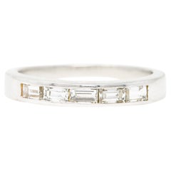 Mid-Century 0.42 Carat Diamond Platinum Vintage Wedding Band Ring