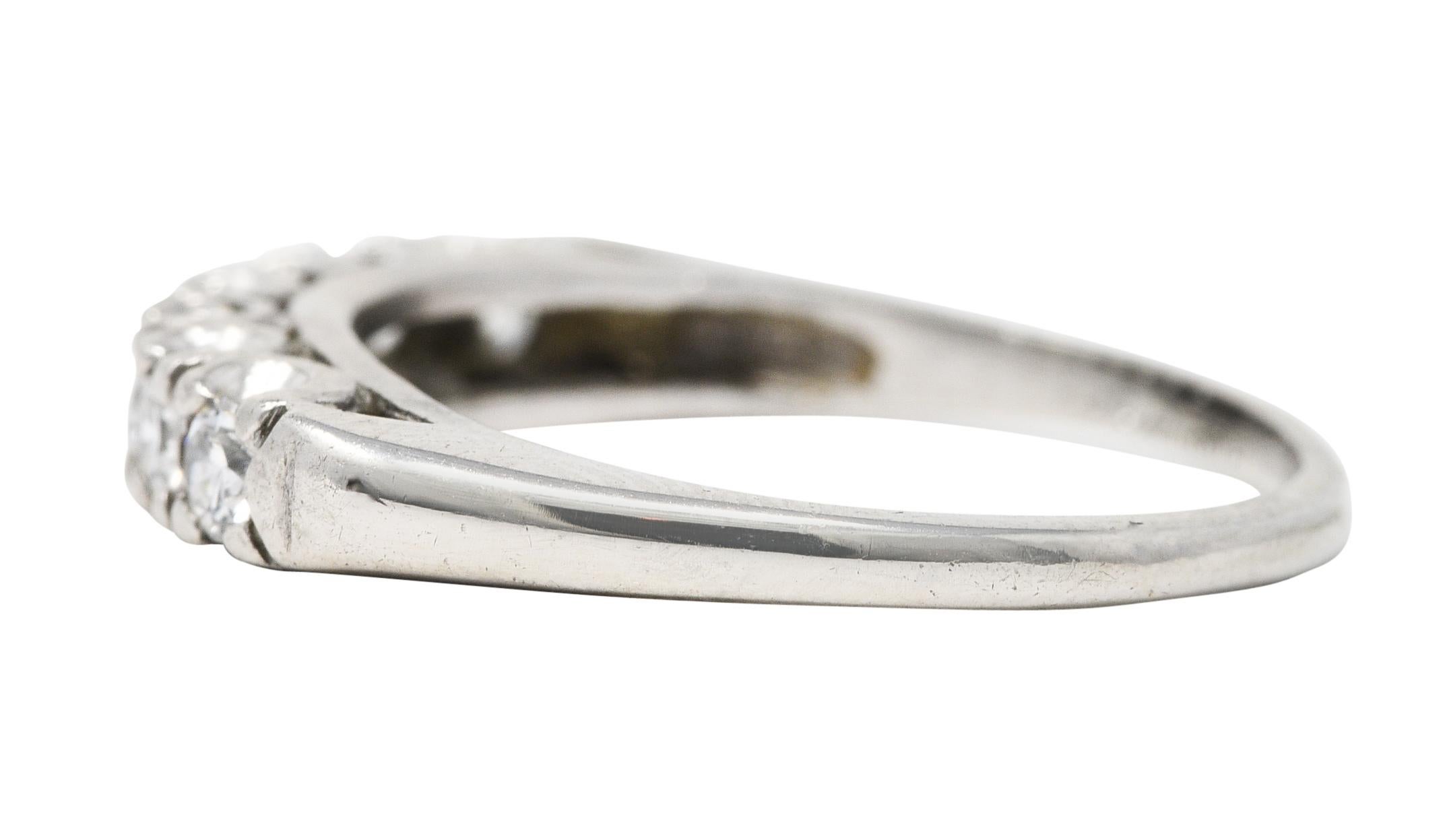 Brilliant Cut Mid-Century 0.50 Carat Diamond Platinum Fishtail Ring