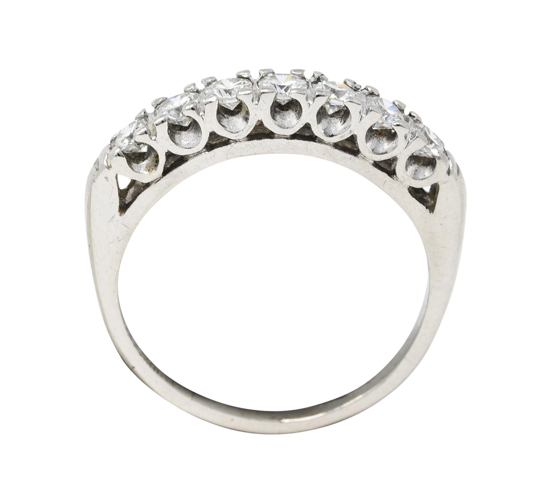 Mid-Century 0.50 Carat Diamond Platinum Fishtail Ring 1
