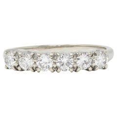 Mid-Century 0.50 CTW Diamond 14 Karat White Gold Vintage Stacking Band Ring
