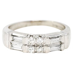 Mid-Century 0.55 Carat Diamond Platinum Band Ring