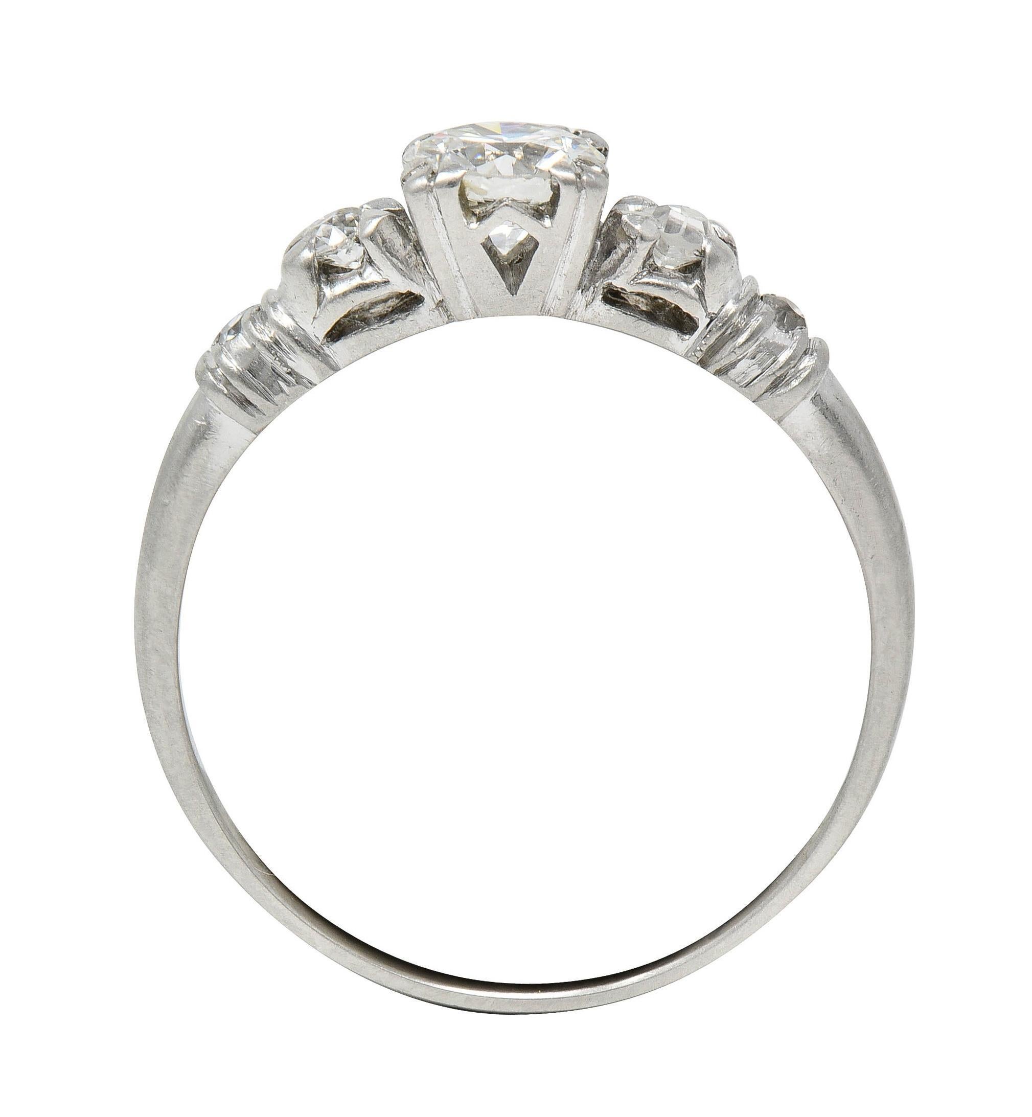 Mid-Century 0.55 CTW Diamond Platinum Five Stone Vintage Engagement Ring For Sale 5