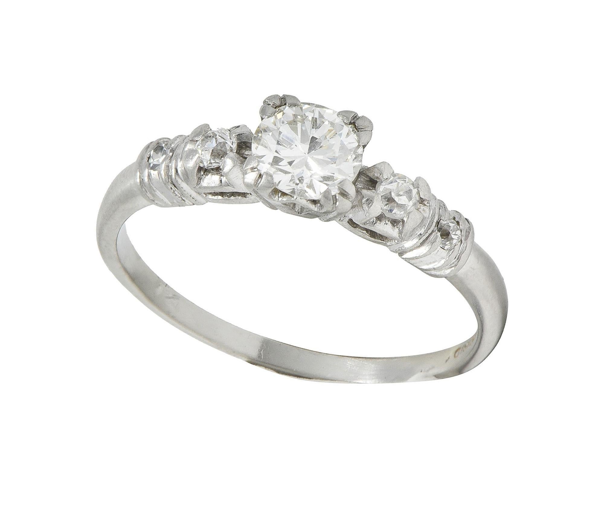 Mid-Century 0.55 CTW Diamond Platinum Five Stone Vintage Engagement Ring For Sale 6