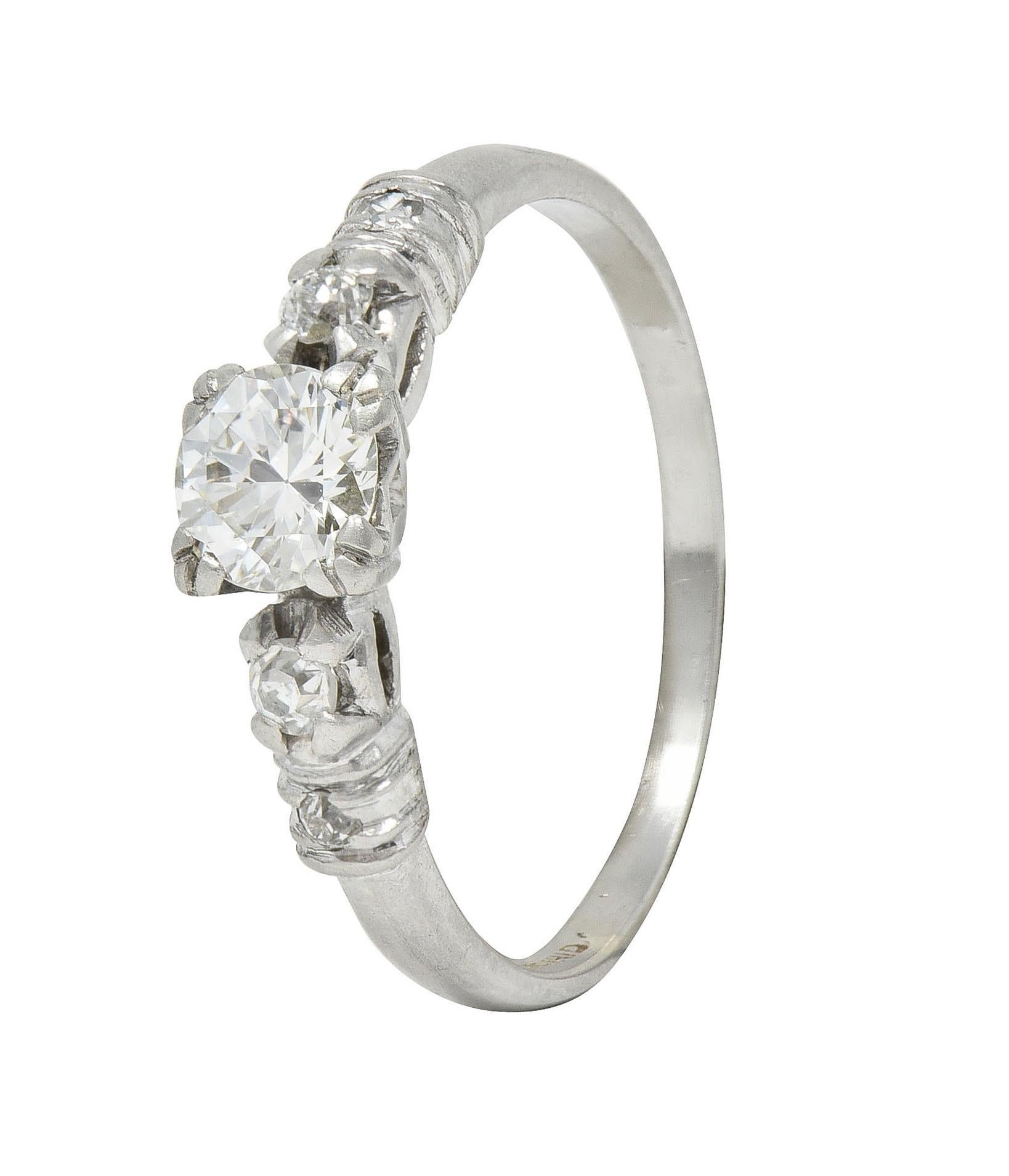 Mid-Century 0.55 CTW Diamond Platinum Five Stone Vintage Engagement Ring For Sale 3