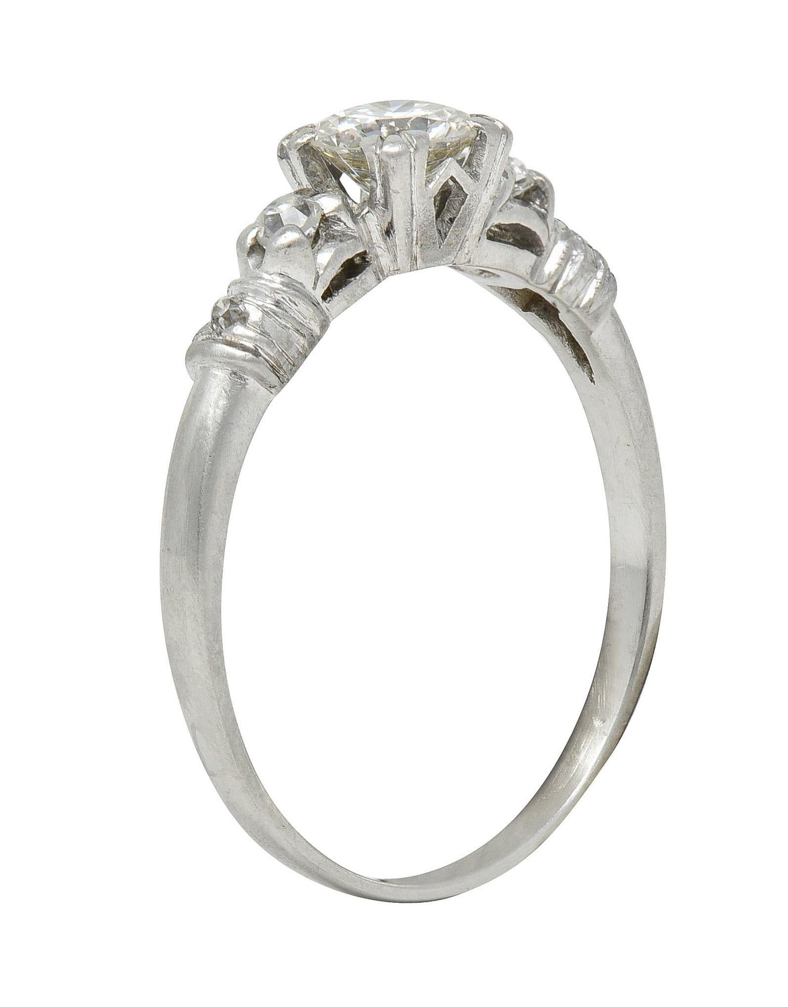 Mid-Century 0.55 CTW Diamond Platinum Five Stone Vintage Engagement Ring For Sale 4