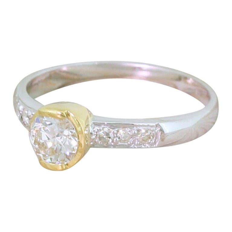 Midcentury 0.57 Carat Old European Cut Diamond Ring For Sale