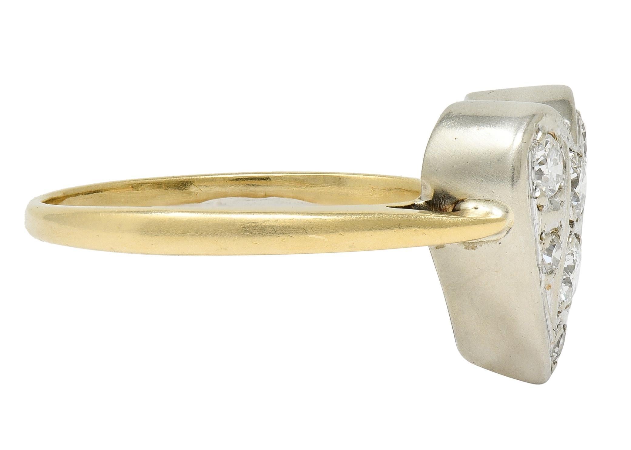 Mid-Century 0,57 CTW Diamant 14 Karat zweifarbiges Gold Vintage Herz Ring (Moderne) im Angebot