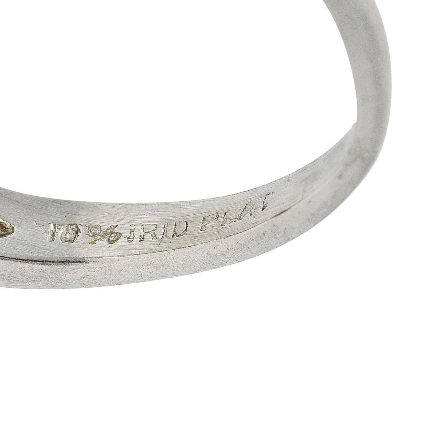 Mid-Century 0.62 CTW Diamond Platinum Ribbon Vintage Band Ring For Sale 1