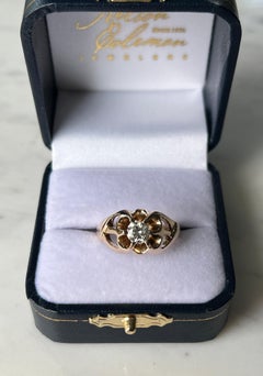 Mid-Century 0.64 Carat Diamond and 14k Yellow Gold Buttercup Ring 1960s