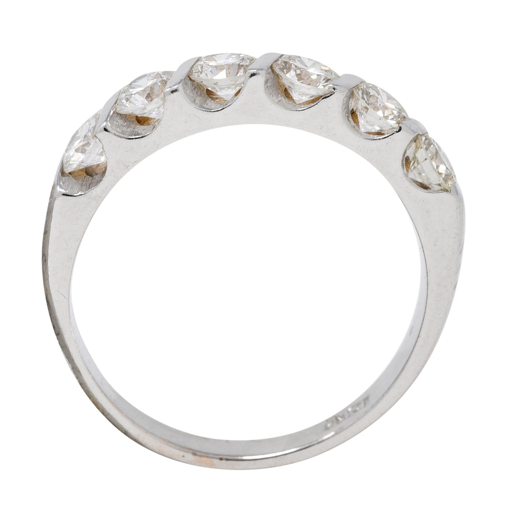 Mid-Century 0.72 CTW Diamond 18 Karat White Gold Twist Vintage Band Ring For Sale 3