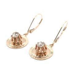 Mid Century 0.75 Carat Buttercup Style Diamond Earrings