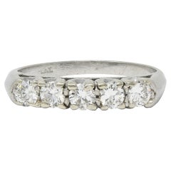 Mid-Century 0.75 CTW Diamond Platinum Vintage Fishtail Band Band