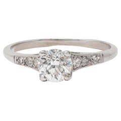 Mid-Century 0.78 CTW Diamond Platinum Vintage Seven Stone Engagement Ring