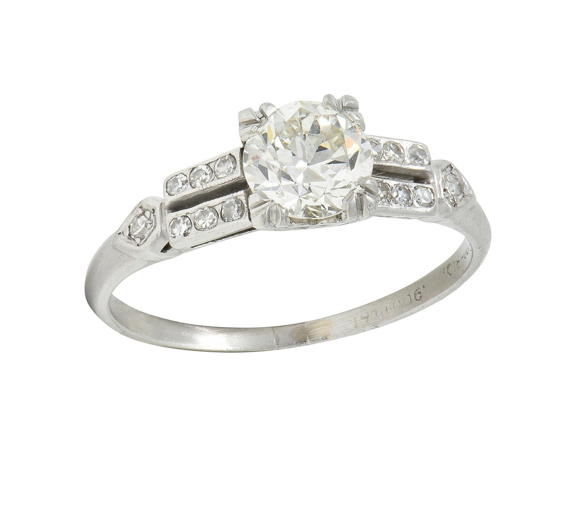 Mid-Century 0.80 CTW Old European Diamond Platinum Heart Vintage Engagement Ring For Sale 7