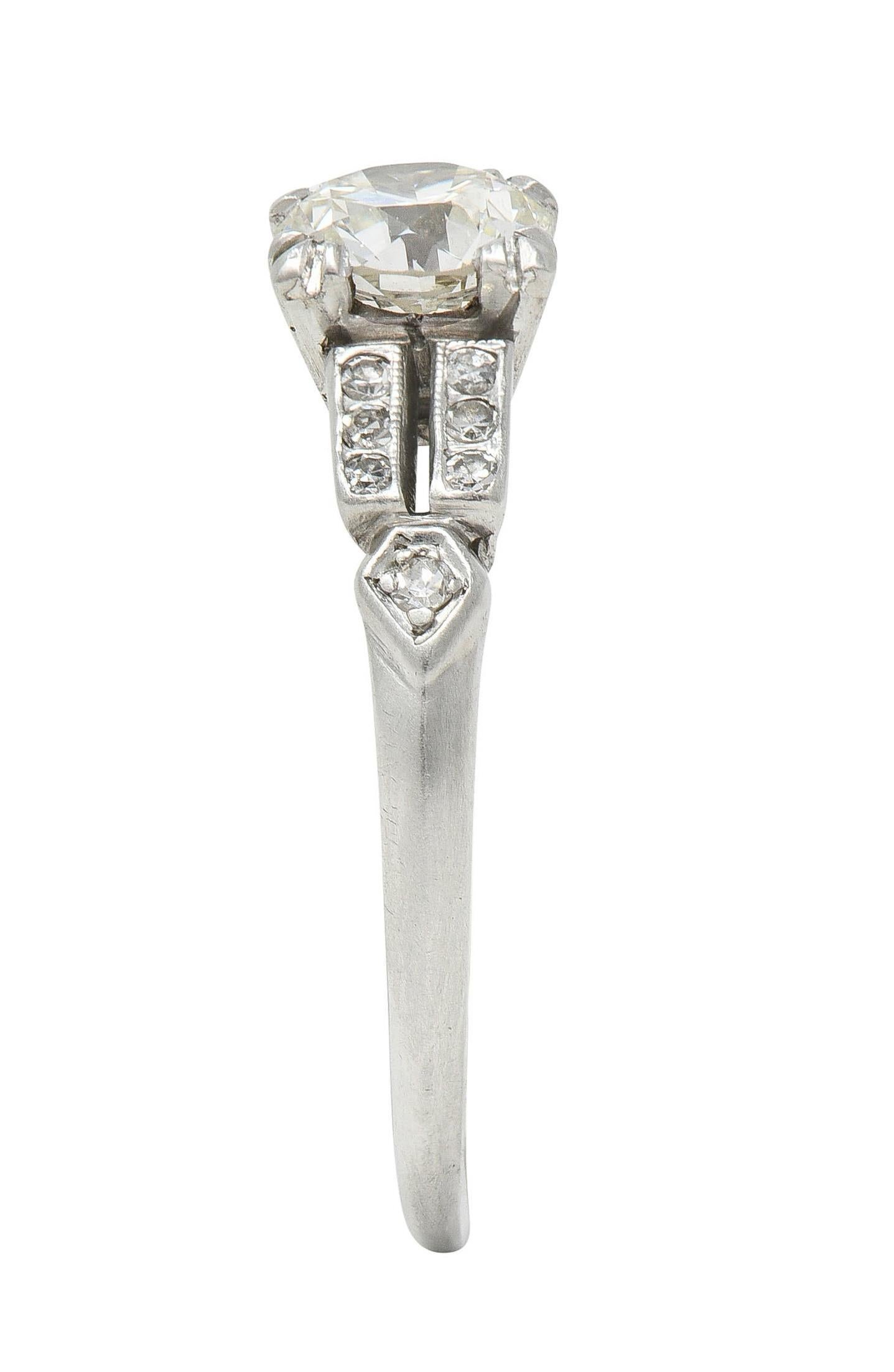 Mid-Century 0.80 CTW Old European Diamond Platinum Heart Vintage Engagement Ring For Sale 8