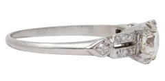 Mid-Century 0.80 CTW Old European Diamond Platinum Heart Vintage Engagement Ring