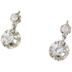 Midcentury 0.84 Carat Diamond Drop Earrings
