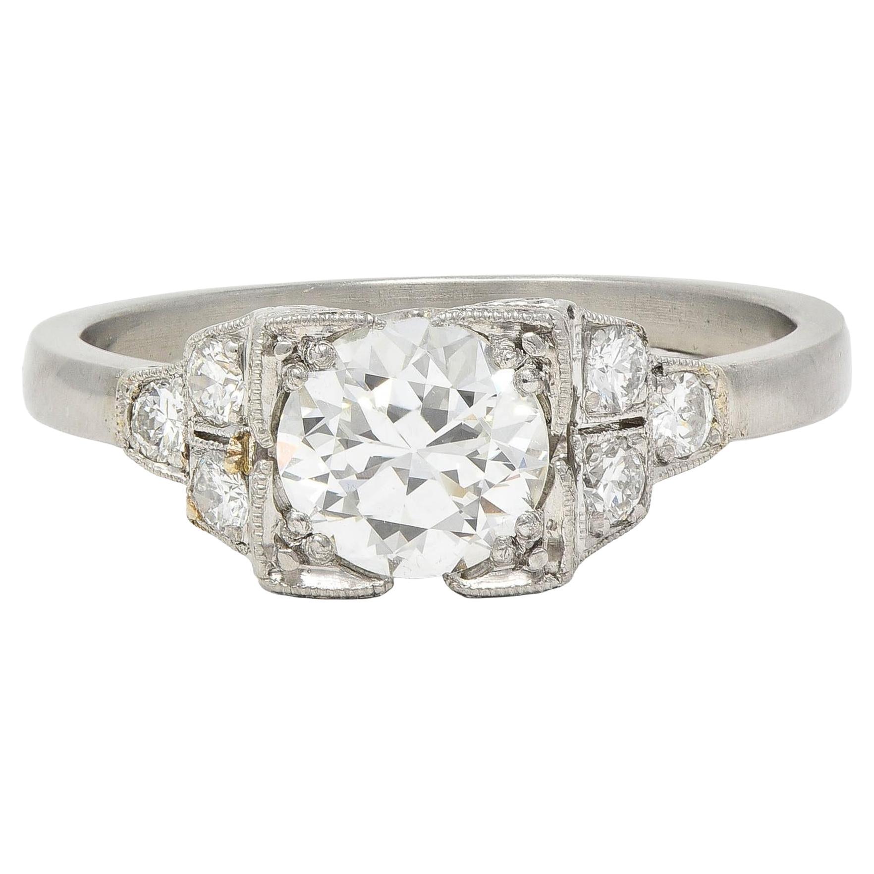 Mid-Century 0,84 CTW Diamant Platin Vintage Verlobungsring