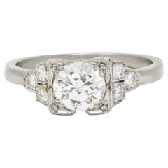 Mid-Century 0,84 CTW Diamant Platin Vintage Verlobungsring