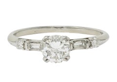 Mid-Century 0.85 CTW Transitional Cut Diamond Platinum Vintage Engagement Ring